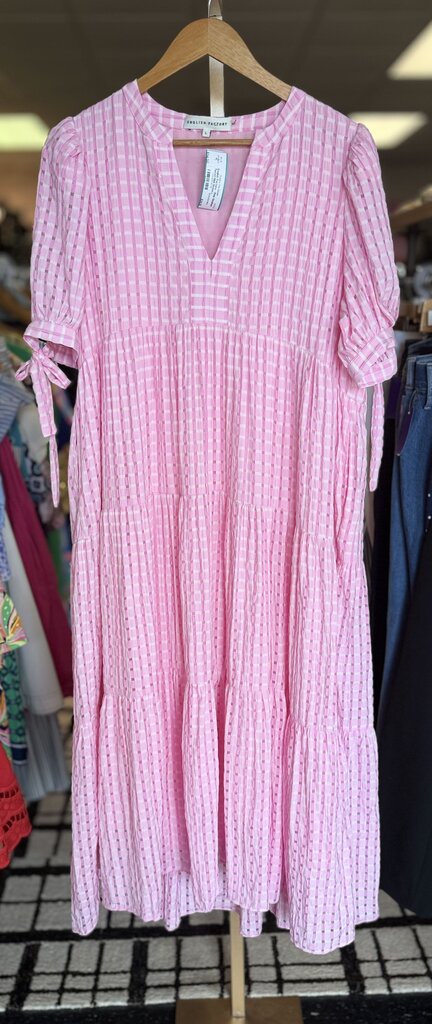 English Factory - Pink Gingham Tiered Midi Dress
