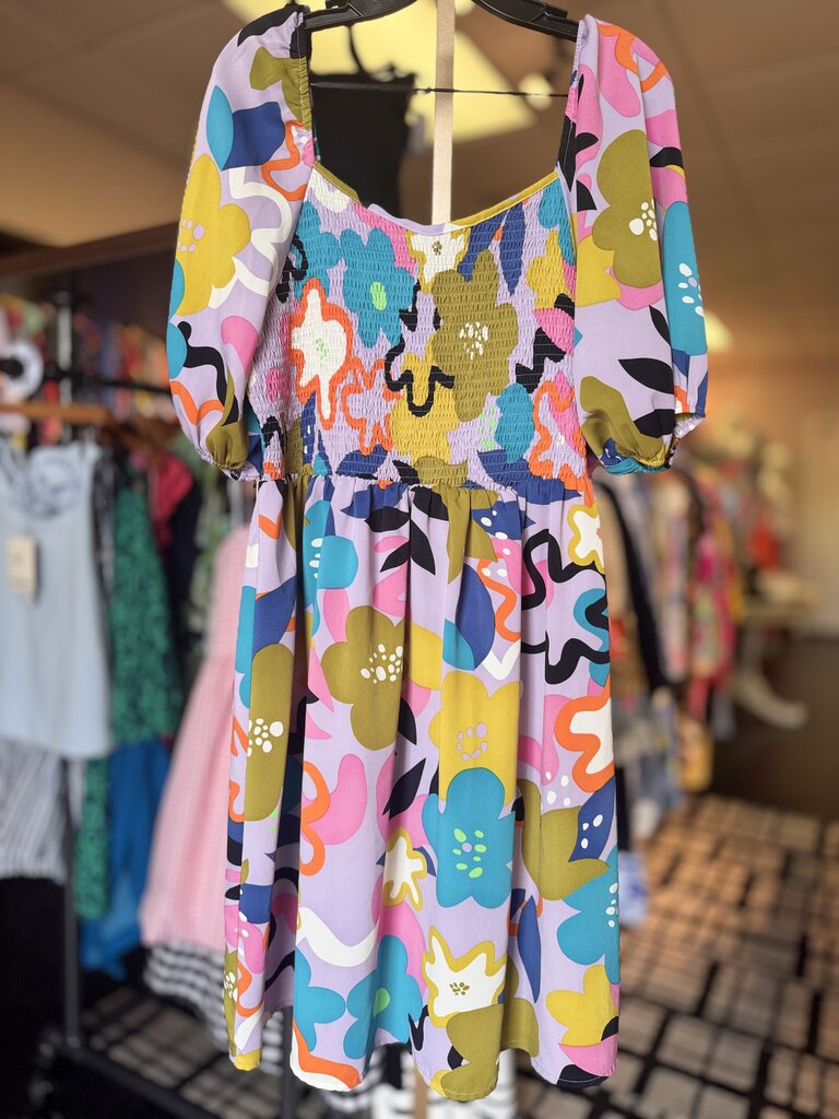 Oddi - Smocked Floral Print Dress