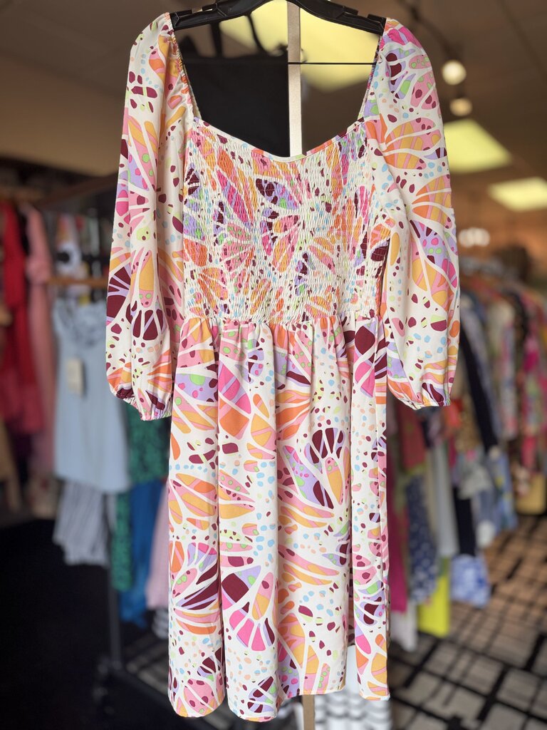 Oddi - Smocked Floral Print Dress