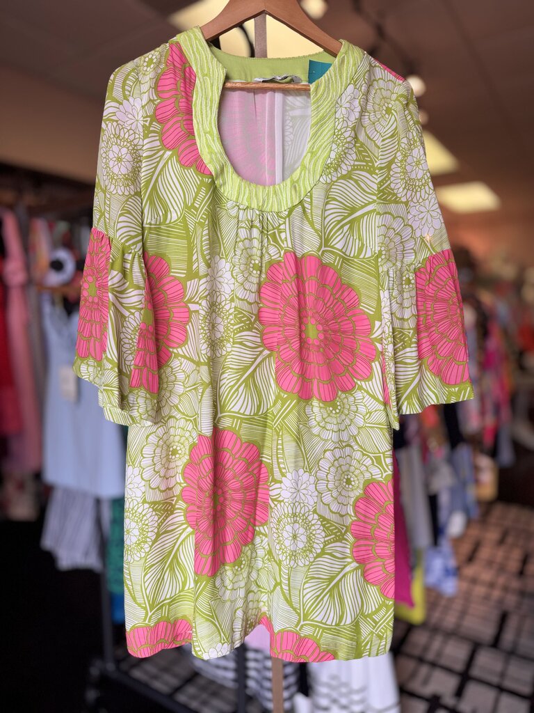 Trina Turk - Pink & Green Silk Dress