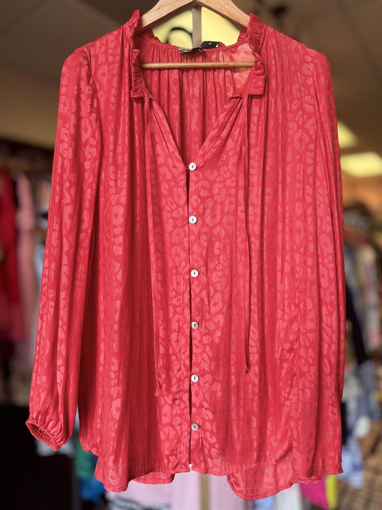 Show Me Your Mumu - Animal Print Blouse - Red