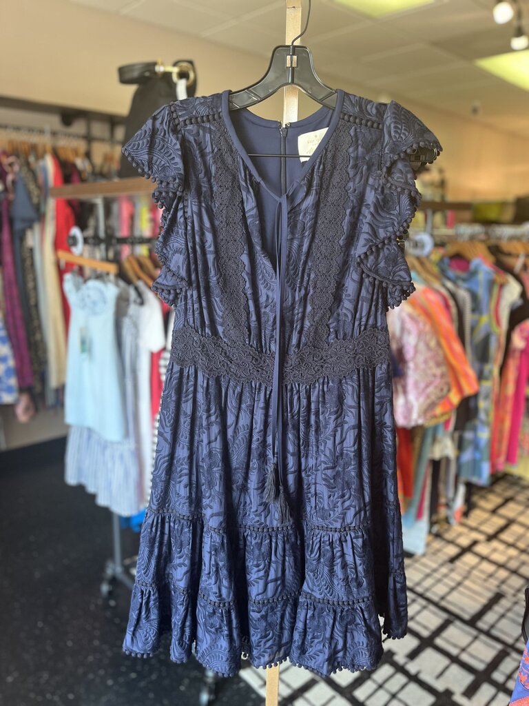 Kate Spade x Madison Ave. - Navy Embroidered Dress