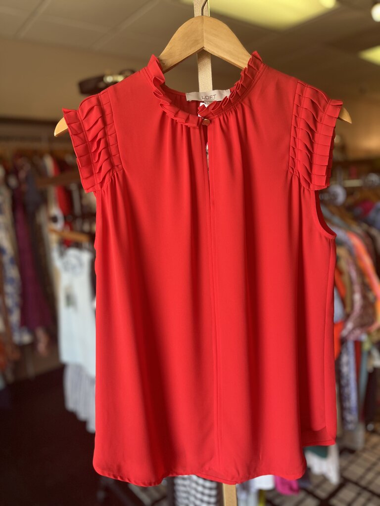 LOFT- NWT Red Flutter Sleeve Blouse