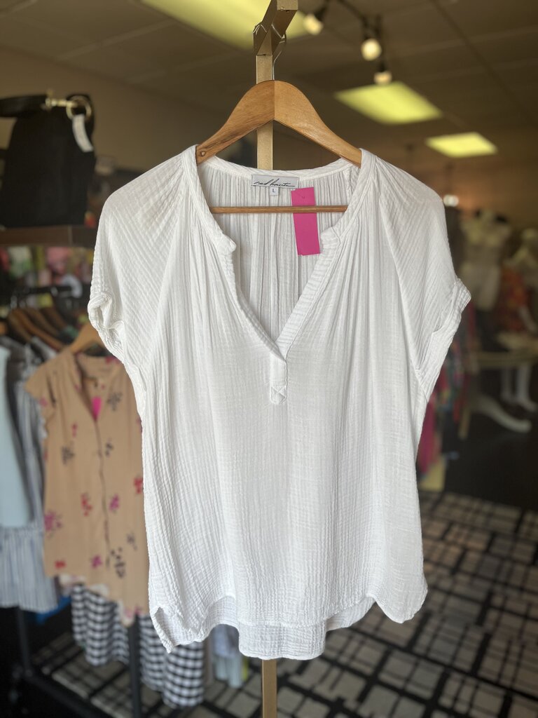 Red Haute- SS White Gauze Top
