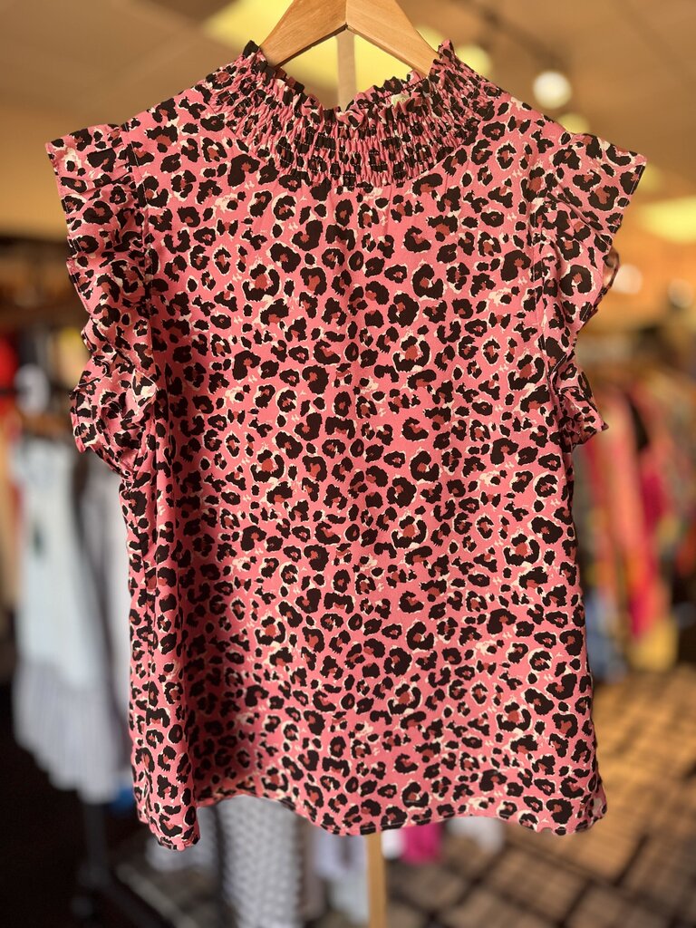 Jade Melody Tam - Ruffle Top SS - Cheetah Print