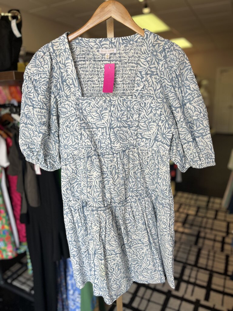 Anna Cate - Tiered Mini Dress in Blue Floral