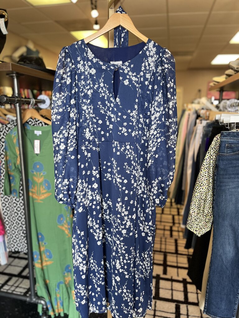 Sue Sartor - Flounce Dress in Navy Floral