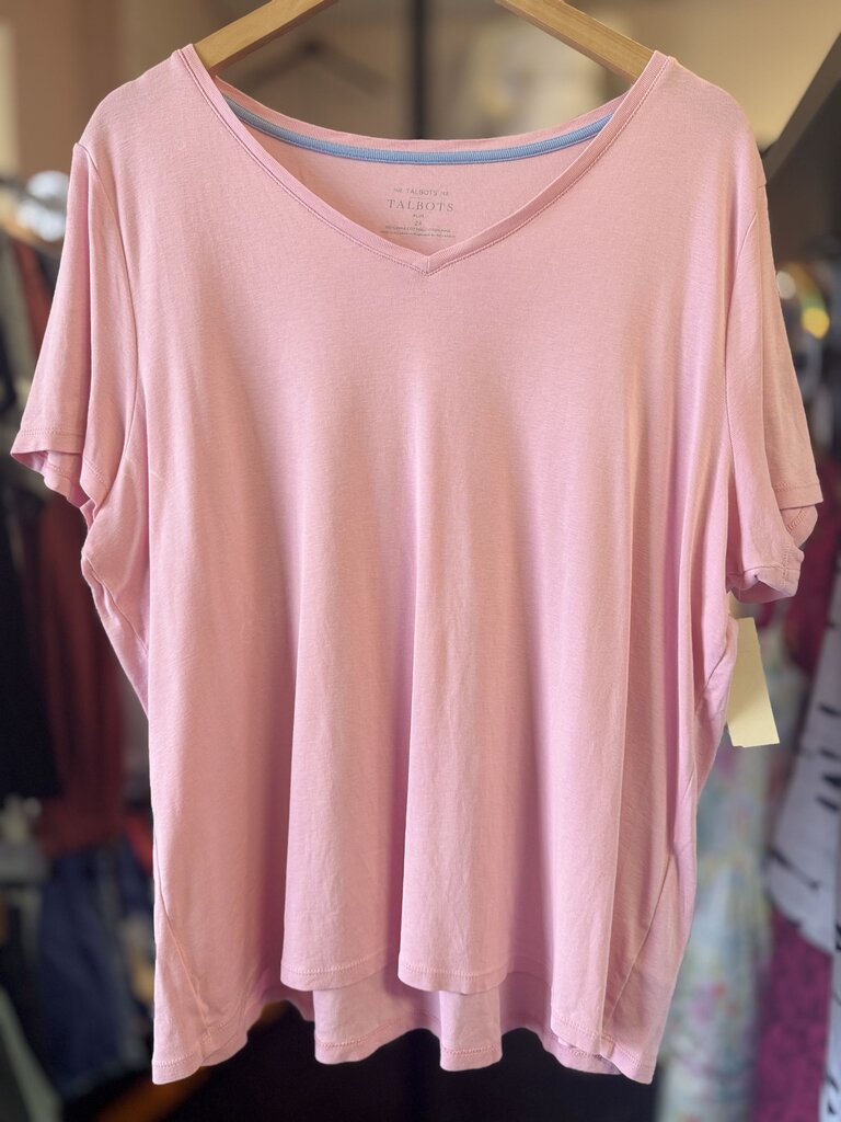 Talbots - Pima Cotton V-Neck Tee - Pink