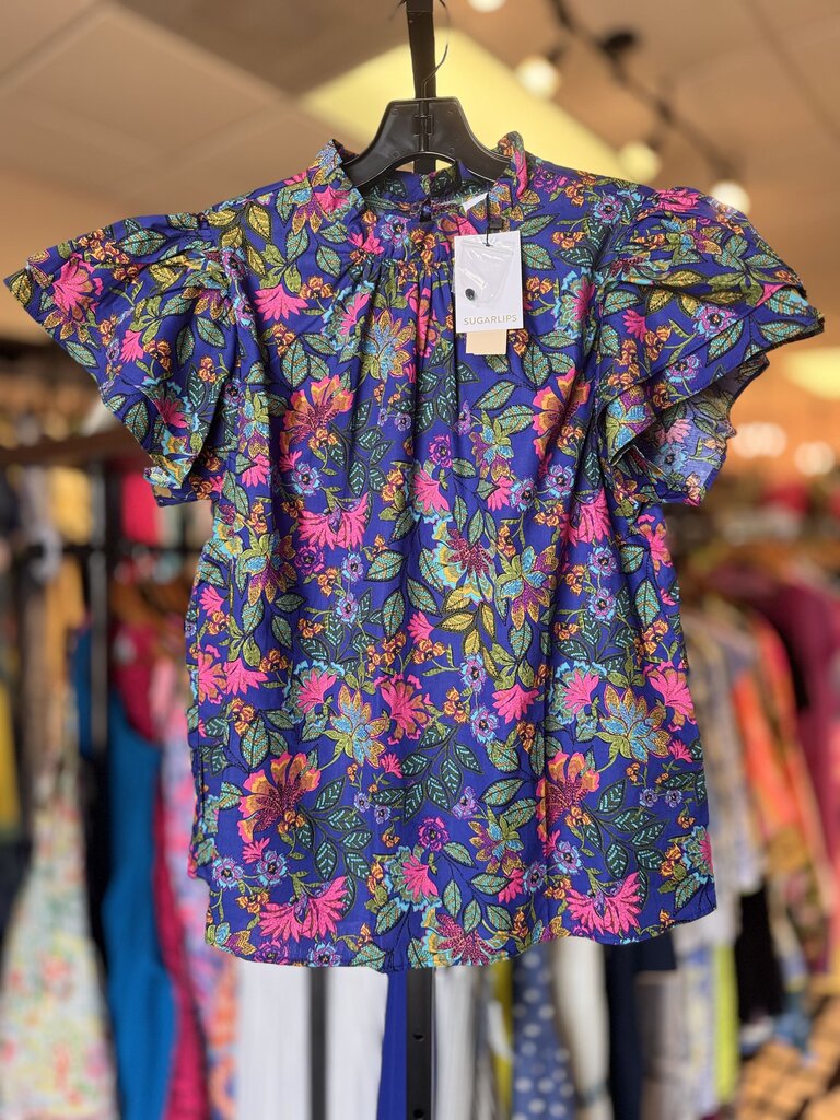 Sugarlips NWT-Karol Floral Ruffle Top