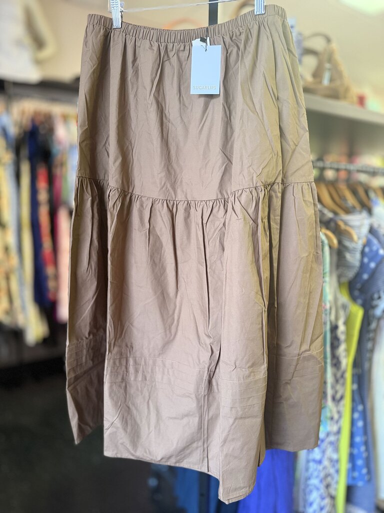 Sugarlips-NWT Flores Midi Skirt- Brown