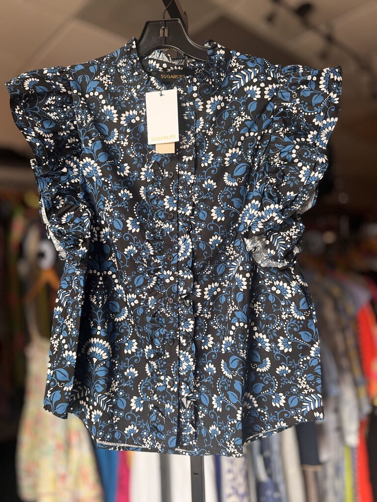 Sugarlips NWT-Etta Floral Ruffle Top