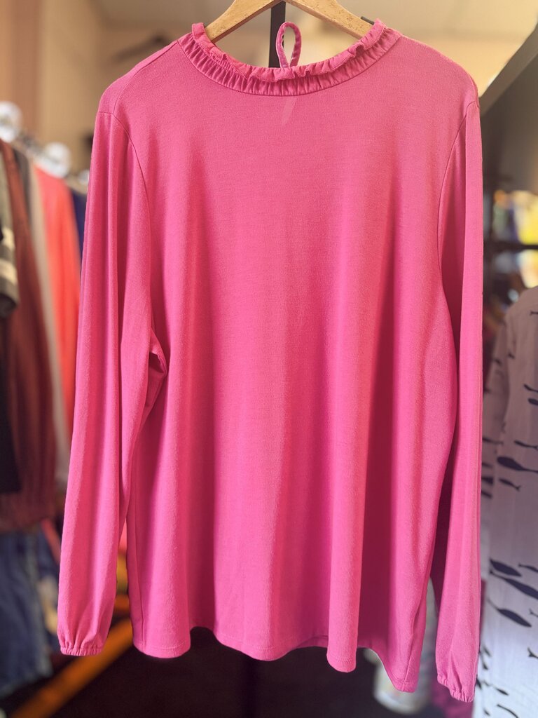 Talbots - Ruffle Neck LS Blouse - Pink