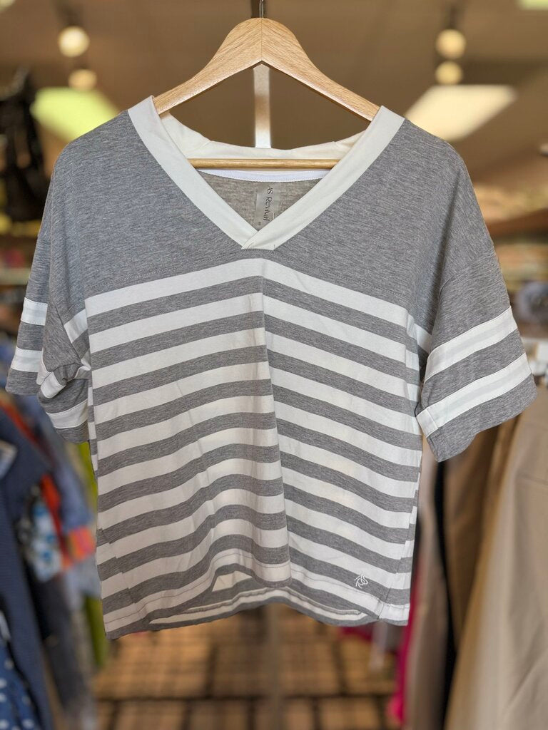 Altar'd NWT-Varsity Stripe V-Neck Tee