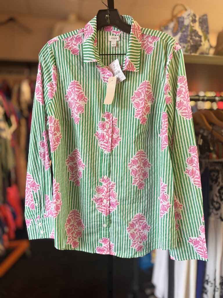 J.Crew NWT- Lightweight Cotton Button Down-Green