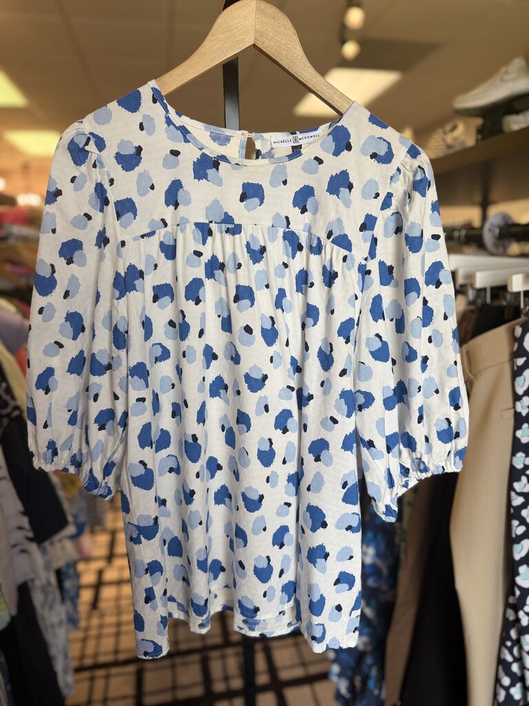 Michelle McDowell - Cheetah Print Cotton Top - White