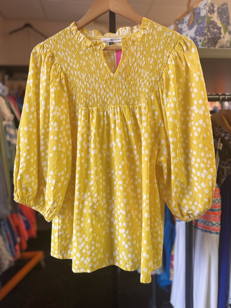 Michelle McDowell -Cotton Dotted Top - Yellow
