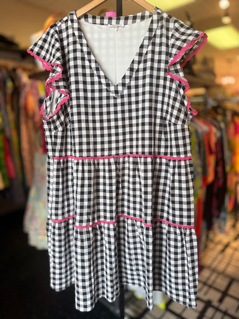 ChicSoul - Gingham Tiered Midi Dress