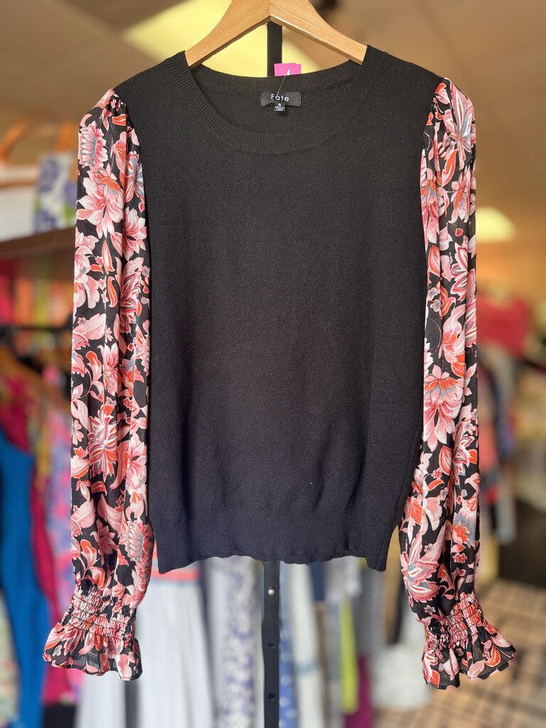 Fate - Floral Knit Sweater-Black