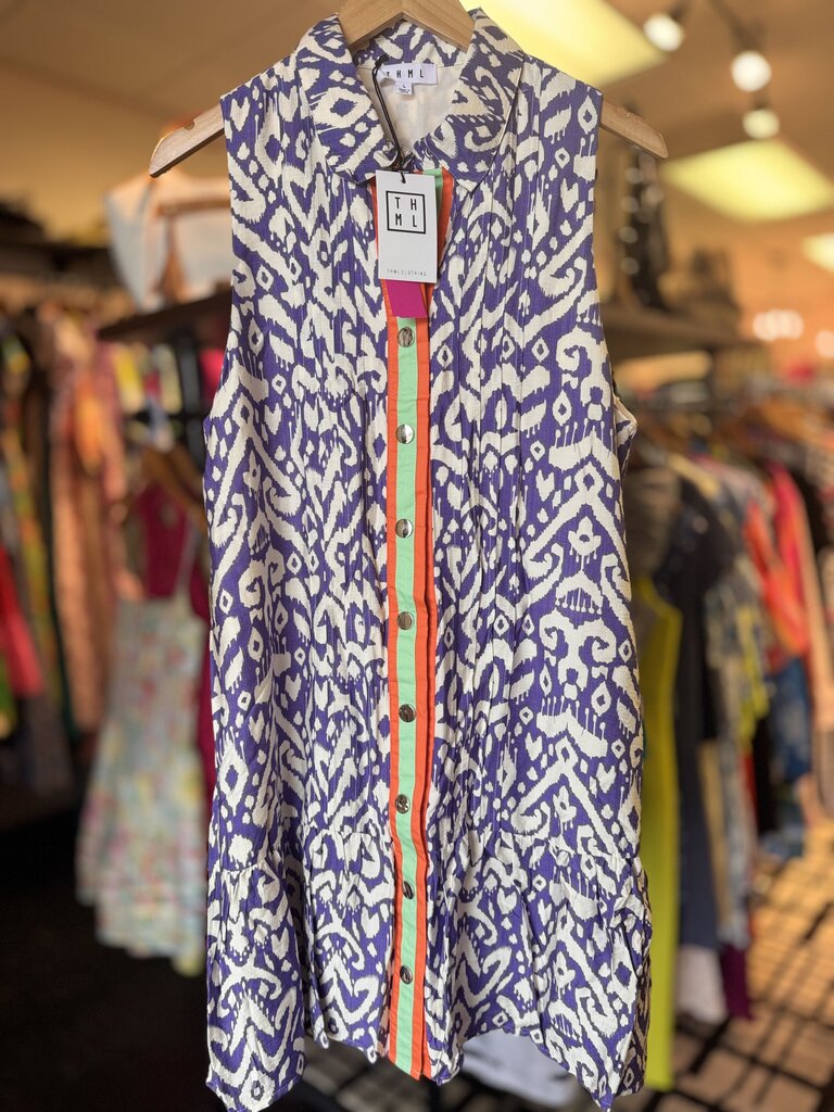 THML NWT - McCartney Dress in Purple Ikat Print