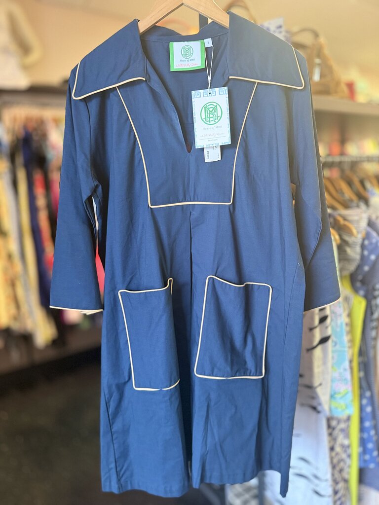 House of MBR - NWT - Cassidy Short Dress in "Navy/Camel"