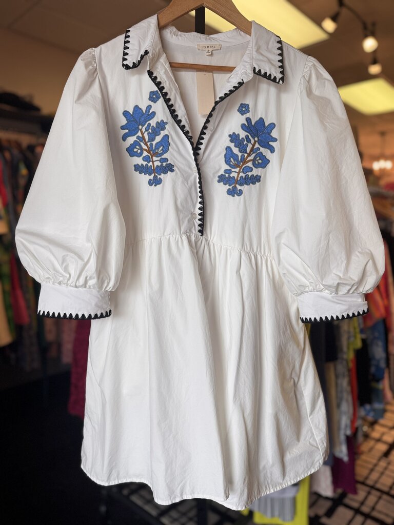Jodifl - Embroidered Poplin Dress - White