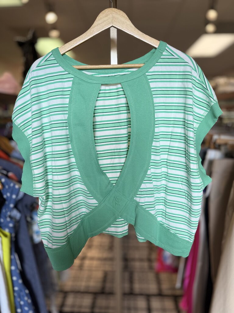 Altar'd NWT -Sprint Stripe Tee - Green