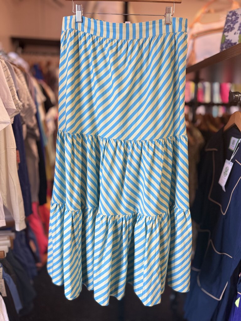 Philsophy - Striped Tiered Maxi Skirt - Blue/Green