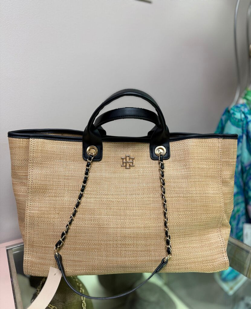 Caroline Hill- Melissa Tote Bag Natural Lattice