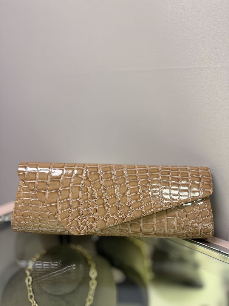 Embossed Envelope Clutch - Beige