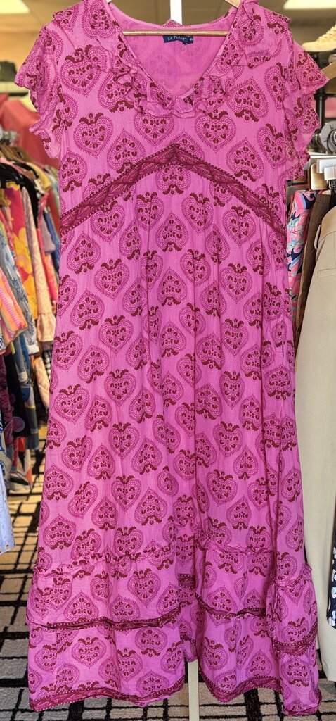 La Plage - Floral Print Midi Dress - Pink