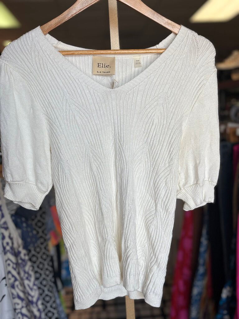 Elie Tahari - Puff Sleeve Sweater in Cream