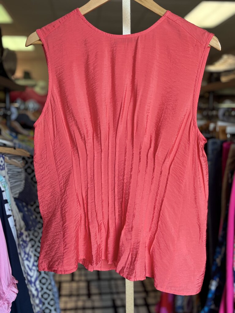 Anthro - Sleeveless Pleated Waist Top in Coral