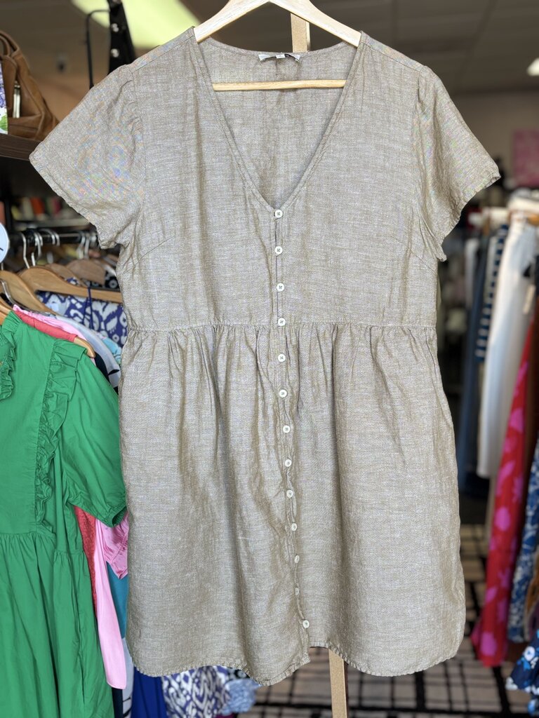 Madewell-Alexandra Button-Front Mini Dress in Olive Branch