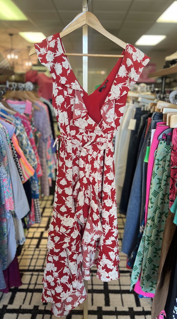 Lulu's - "All the Lovely Days" Red Floral Print Wrap Dress