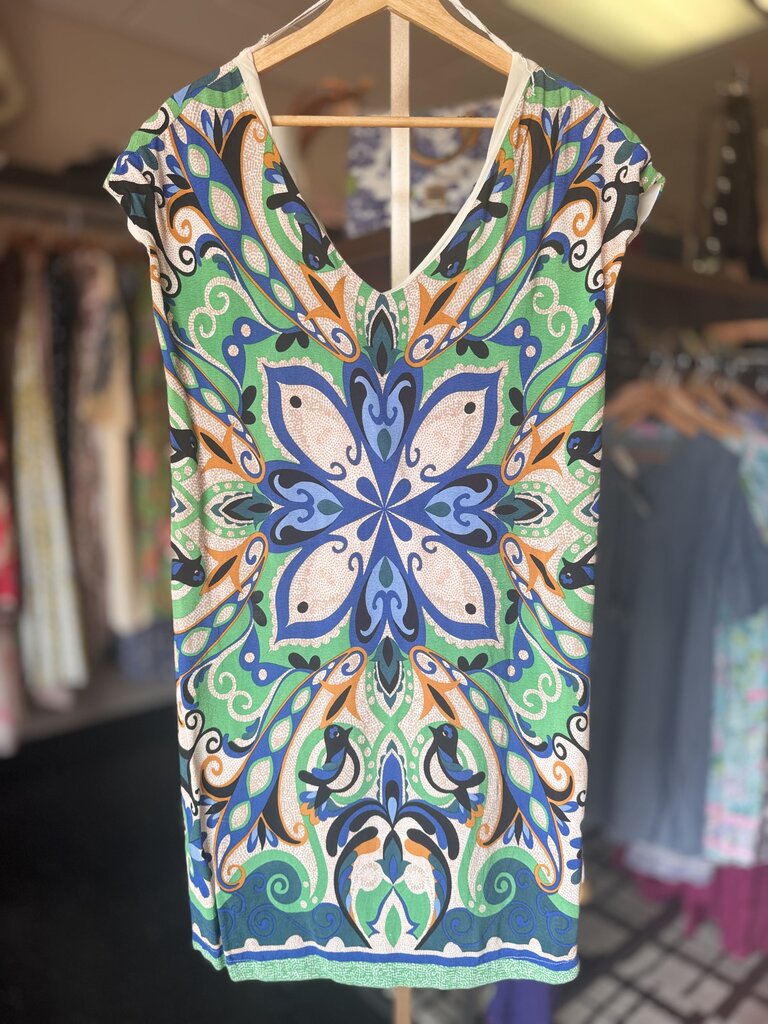 Maeve/Anthro - V-Neck Dress in Abstract Pattern
