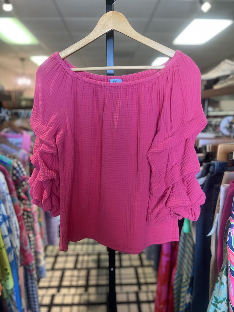 Cece - Textured Ruffle Top - Pink