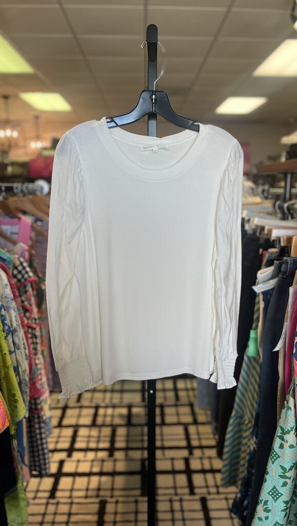 Melissa Nepton - Knit LS Top w. Ruffle Detail - White