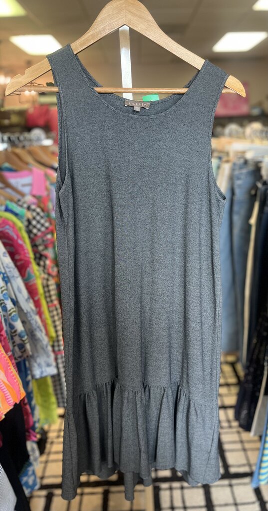 Lilla P - Sleeveless Drop Waist Knit Dress - Charcoal
