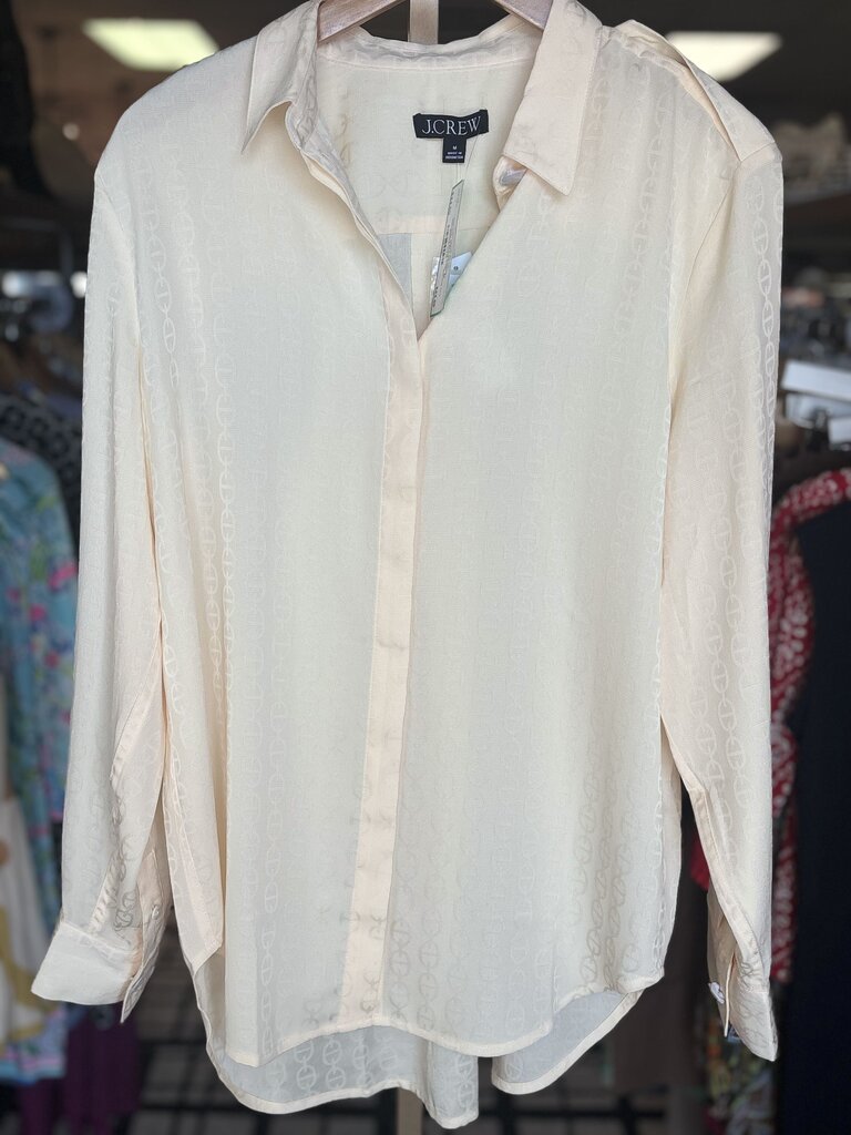 J.Crew- NWT Drapey Jacquard Print Top
