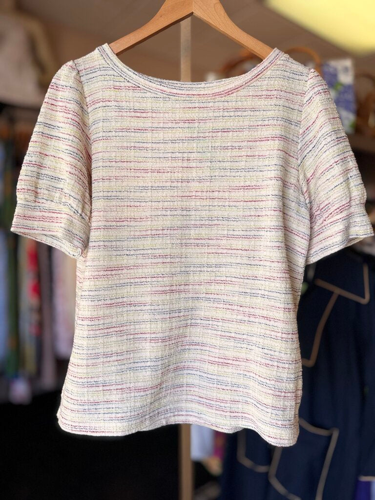 LOFT - Puff Sleeve Tweed Style Top -