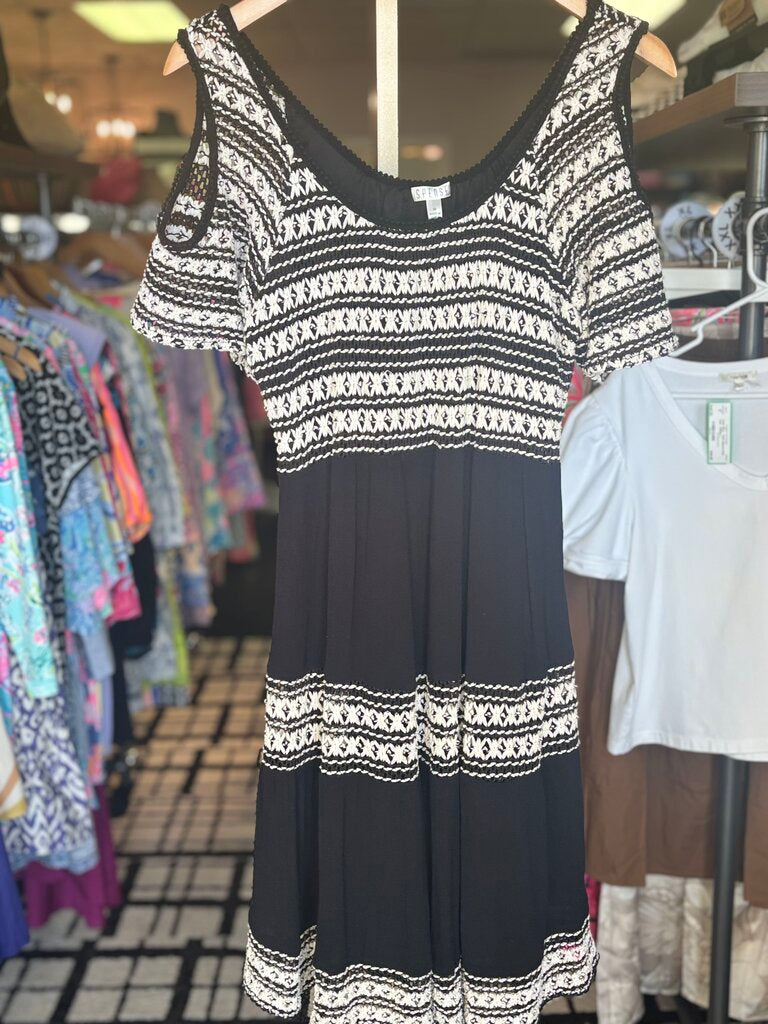 Spense - Crochet Cold Shoulder Dress - Black