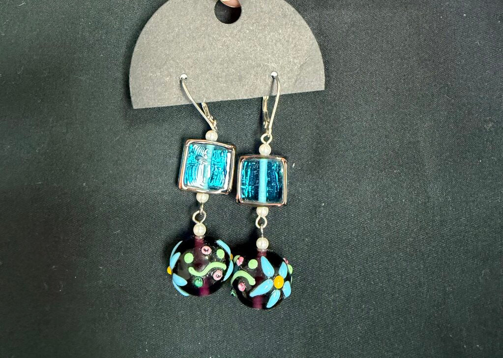 Glass Bead Drop Earrings