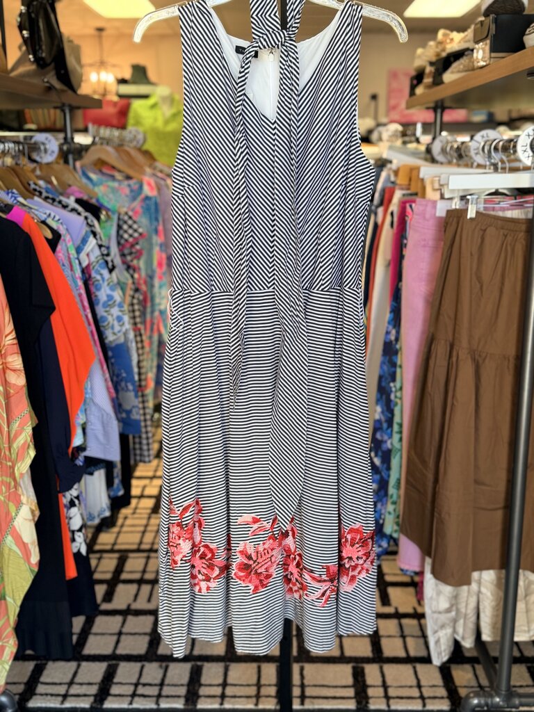 Talbots NWT- Sleeveless Striped Floral Embroidered Dress