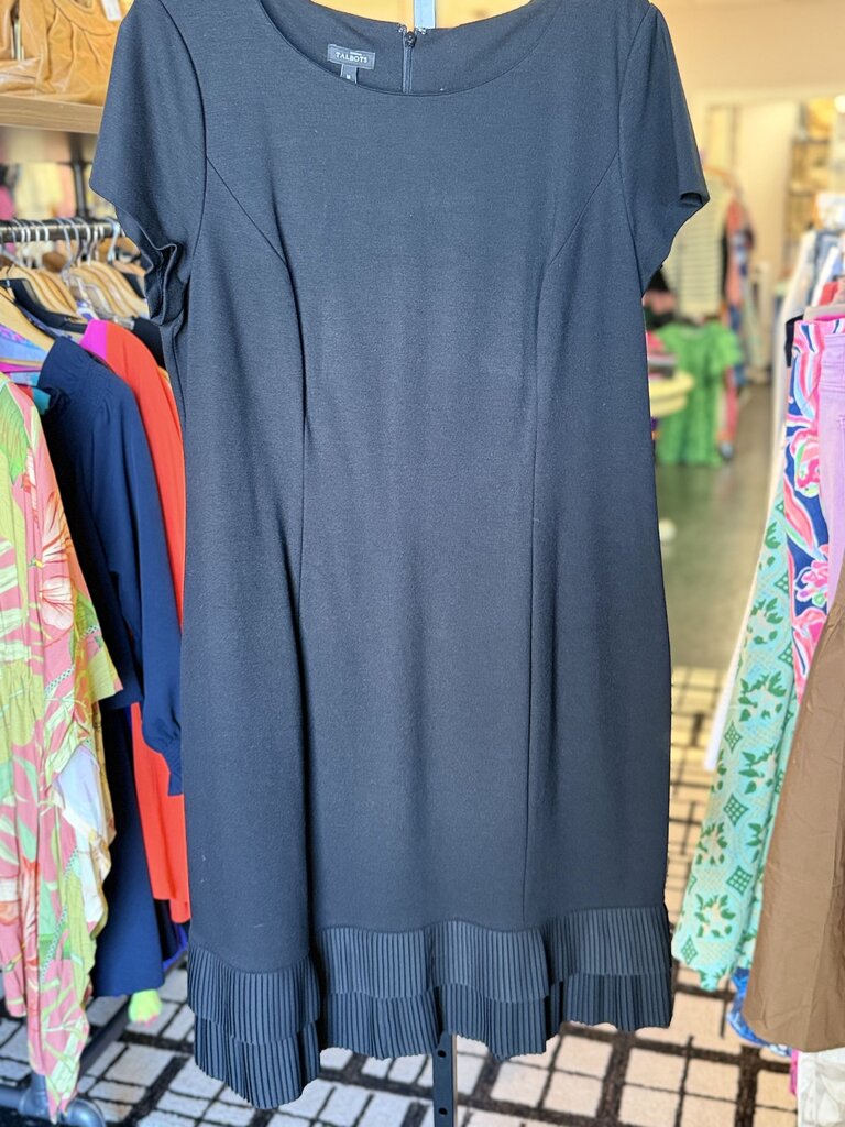 Talbots - Black Sheath Dress w. Flounced Hem