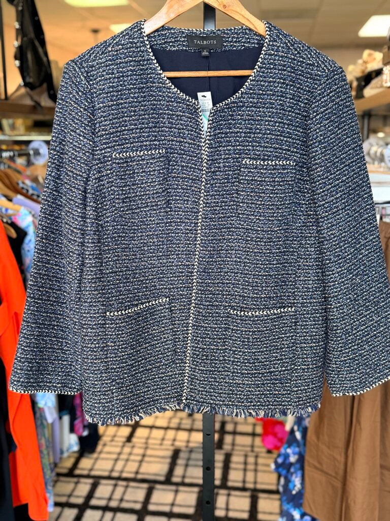 Talbots NWT - Navy Tweed Patch Pocket Jacket