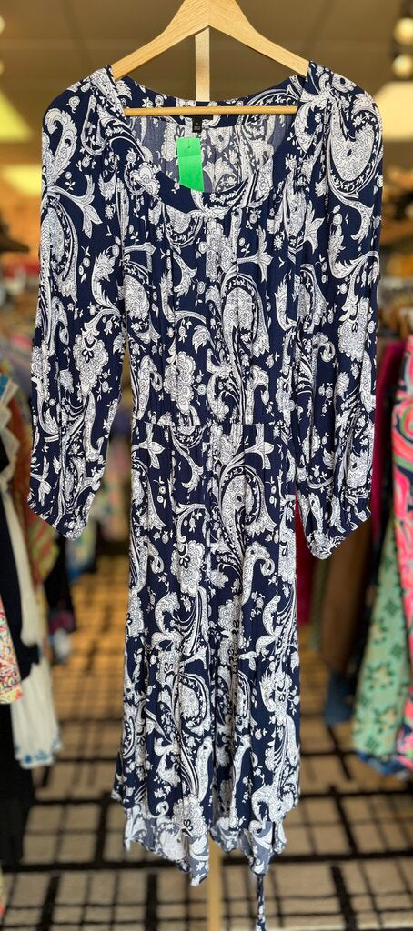 Talbots - LS Belted Paisley Print Midi Dress