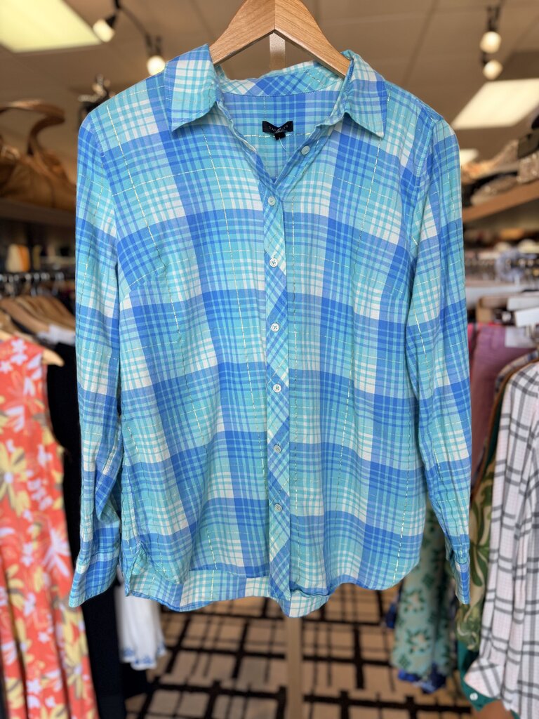 Talbots Plaid Button Down - Blue