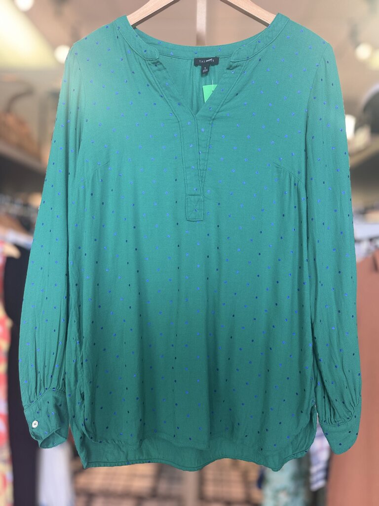Talbots-Sparkle Popover Tunic Top - Green
