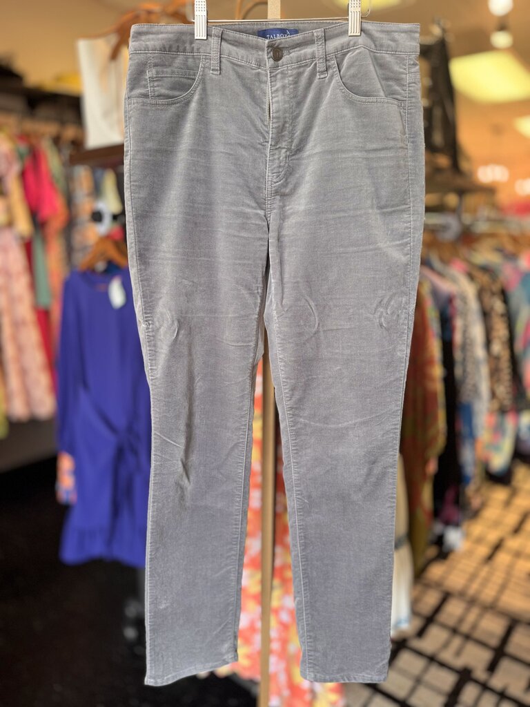 Talbots- High Waist Straight Leg Velvet Pants - Smoke