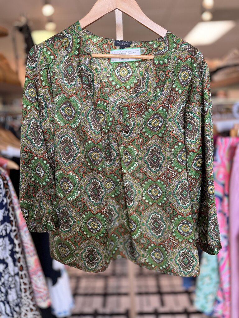 Talbots - Silky Paisley Print Blouse - Green